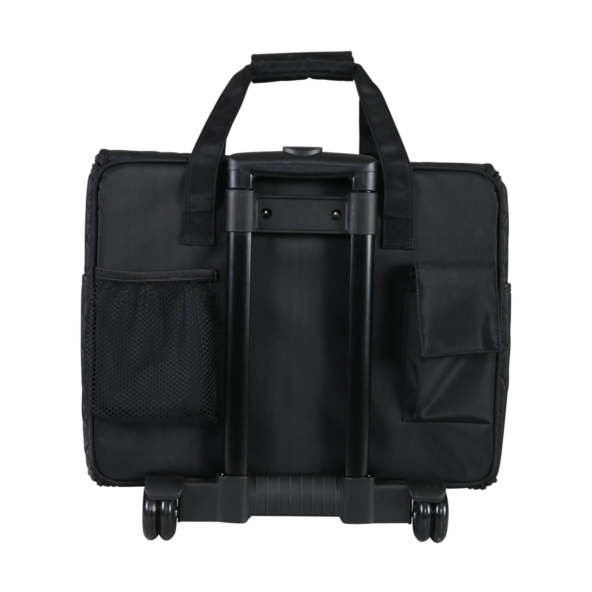 Everything Mary Black Quilted Teacher Rolling Tote